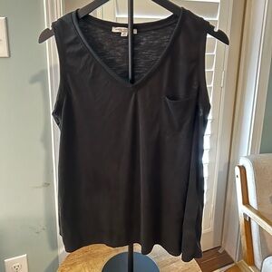 Green Envelope Black V-Neck Pocket Tank